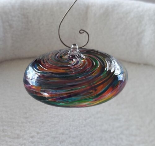Little River Glass Studio Hand Blown Glass Saucer Sun Catcher Ornament W/Hanger