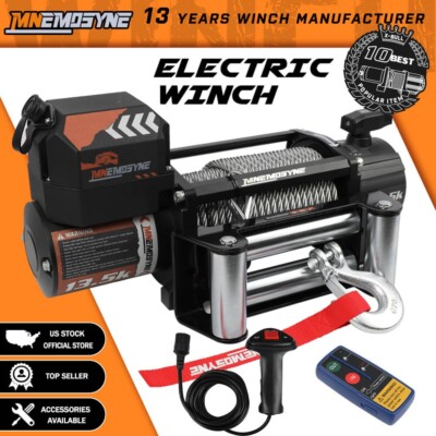 MNEMOSYNE Electric Winch 13500lbs 12V Steel Cable Towing Trailer 4WD 4X4 Truck