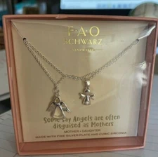 F.A.O. Schwarz silver plated and cubic zirconia mother -daughter Neckless