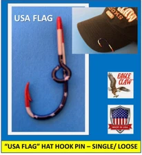 [1] ORIGINAL EAGLE CLAW “USA FLAG” FISH HOOK HAT PIN/MONEY CLIP/TIE CLIP LOOSE