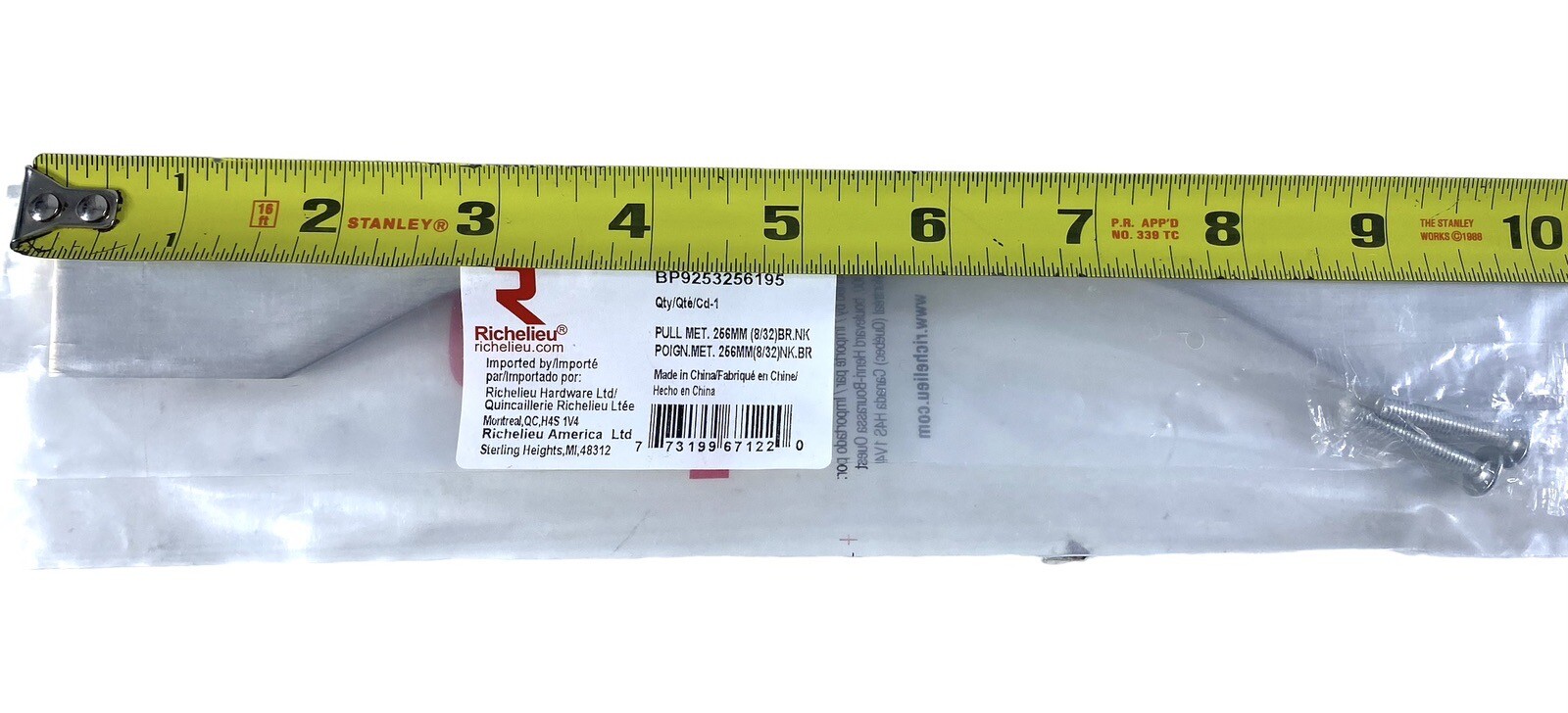 Richelieu Hardware 10" Center-to-Center Creston Metal Pull Brushed Nickel