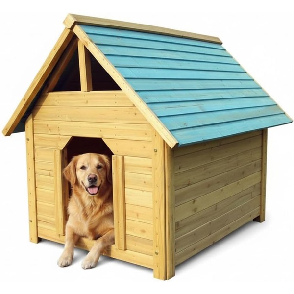 HundehüTte Hundehaus HaustierhüTte 95CM Wetterfest HundekäFig Holz HundehöHle-image