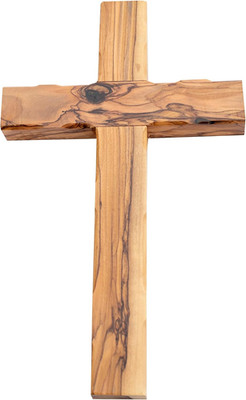 Hand Made Olive Wood Cross (Plain 10 Inch) - Wall Hanging Art Décor Straight Sim