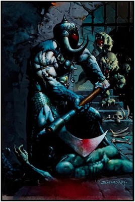 SIMON BISLEY DEATH DEALER POSTER   BLOODY DUNGEON EXECUTION SCENE WITH MONSTERS