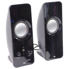 Cyber Acoustics 2.0 Powered Speaker System with Volume Control - Black (CA-2050)