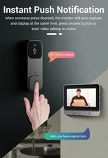 Smart Video Doorbell Camera 4.3” Display No WiFi Needed 300 Pixels Auto Capture