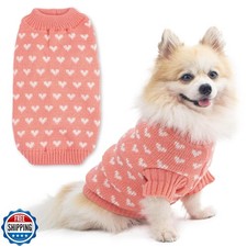 Dog Sweater Heart Puppy Sweater Warm Soft Pet Cloth Dog Outfits for Small Dog