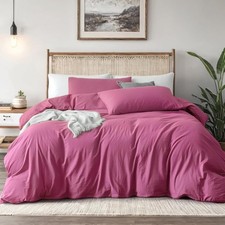 Rou Pink Duvet Cover Queen Size - Extra Cozy Bedding - 160 GSM Ultra