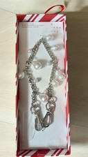 New A New Day Pearl Dangle Beaded Wristlet Strap For Cell Phone White Silver