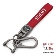 LINOAH Key Chain for Ram 1500 Leather Car Keychain, Compatiable With Dodge Red