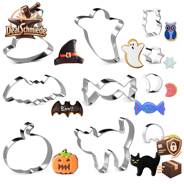 Ausstechformen Set 10 StüCk Edelstahl Halloween Keksausstecher KüRbis Geist-image