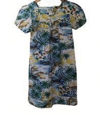 Vintage KY's Muumuu Hawaiian Dress Hibiscus Floral Size M Short Sleeve