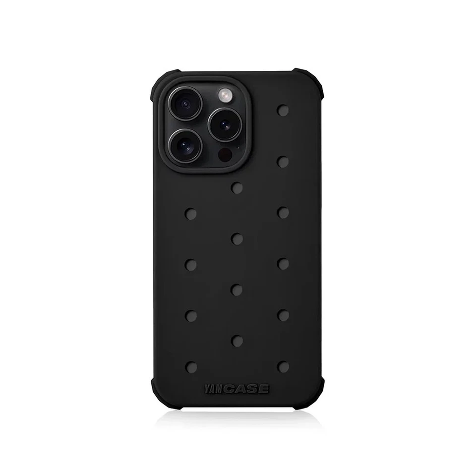 Funda para teléfono iPhone 15 Pro Jibbitz Croc Charm negra Foto 2 de 4