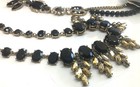 Vintage Lot 2 MIXIT Gold  Tone Black Glass Rhinestone Chunky Pendant Necklaces — photo 2