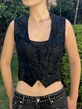 Chaleco de cordero persa transparente negro vintage Reiss & Fabrizio S