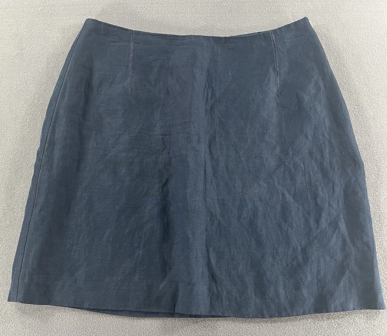 Vintage 90s Express Tailleur Sz 5/6 Petite Linen Silk Blend Navy Mini Skirt