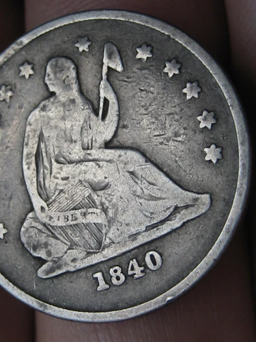 1840 O Silver Seated Liberty Quarter- New Orleans, No Drapery- VG/Fine Details