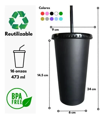 20 PACK 16 oz Party Reusable Cups With Lid And Straw Different Colors - Image 2 of 4