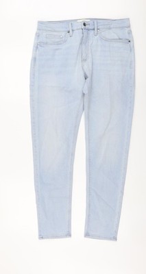 Marks and Spencer Herren Blau Baumwolle Skinny Jeans Größe 32 in L31 in Regular Button