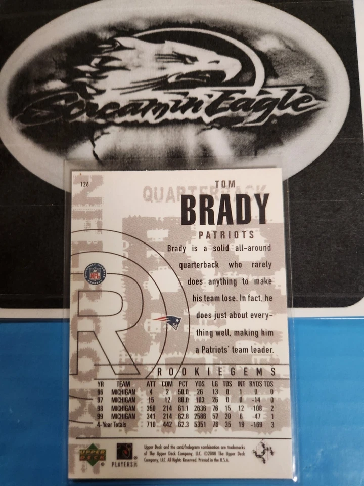 Tom Brady 2000 Upper Deck Black Diamond Rookie-NOVELTY CARD  - Image 2 of 2