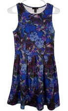 Aqua Purple Floral Dress Size Small good Condition 