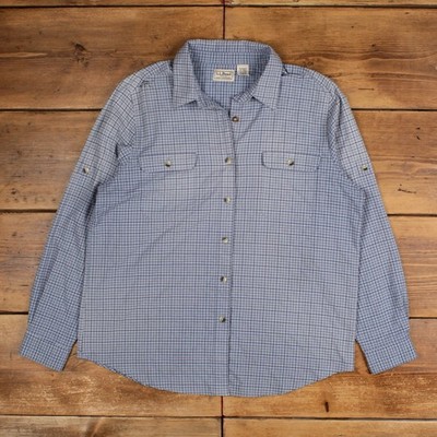 Vintage L.L.Bean Freizeithemd Knopf XL Damen Langarm blau kariert