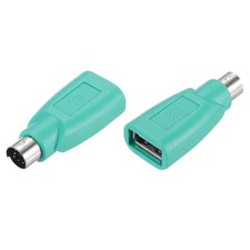 2 Pcs PS/2 to USB Port, PS/2 to USB Adapter PS/2 Female to USB Male, Green
