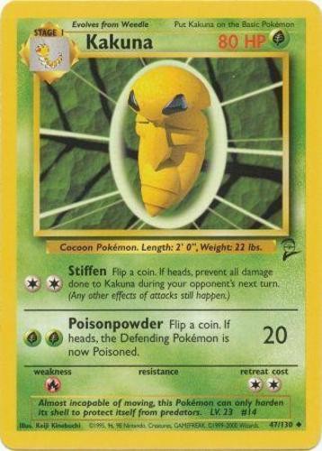 Kakuna - 47/130 - Uncommon - Unlimited Edition (Hp) Base Set 2 - Grass Pokémon