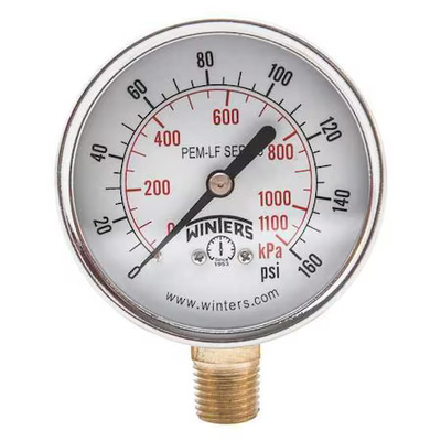 #ad Winters Pem215lf Lead Free Pressure Gauge 0 To 160 Psi 2 1 2 In Dial 1 4 In $13.35