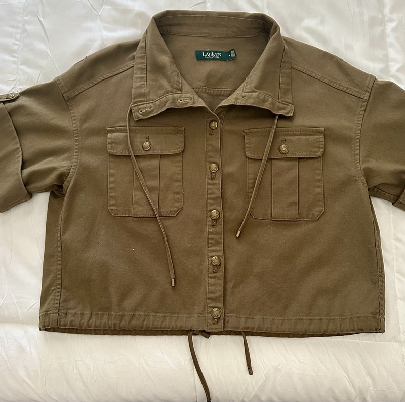 Ralph Lauren Women's Utility/Safari Style Brown Cropped Button Up Jacket Size 4