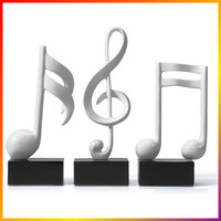 Musiknote Deko Figur Klavier Skulptur 3Er Set Polyresin Weiß 19 Cm Geschenk