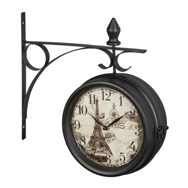 Bahnhofsuhr Doppelseitig Doppelseitige Wanduhr Vintage HäNgeuhr Paris Uhr-image