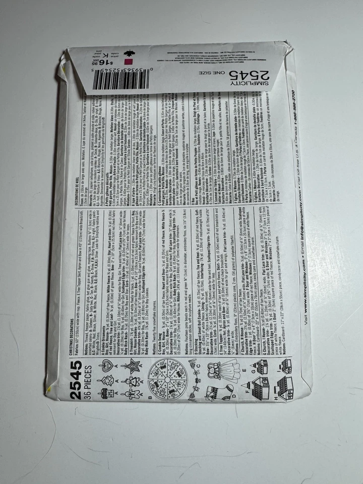 Simplicity 2545 Decoraciones de Navidad Pan de Jengibre Artesanal Costura Patrón Sin Cortar Foto 4 de 4