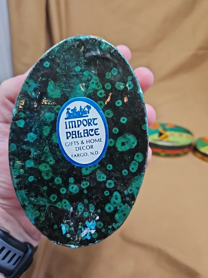 Nesting 3 Compartment Wooden Ovel Boxes With Floral Theme - Image 2 of 4