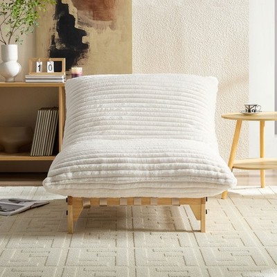 Modern Accent Armless Lazy Sofa Chair Corduroy Fabric Living Lounge Single Sofa