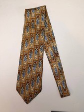 Ermenegildo Zegna 100 Silk Tie Made in Italy Blue Gold Geometric Pattern 57  