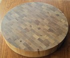 Vintage End Grain Maple Butcher Block Cutting Board Round 3.5” Thick 18” 24 lbs — photo 1