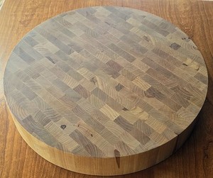 Vintage End Grain Maple Butcher Block Cutting Board Round 3.5” Thick 18” 24 lbs