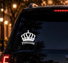 Princess Crown Silhouette Heart Cutouts Orbs Vinyl Decal Sticker Car Laptop