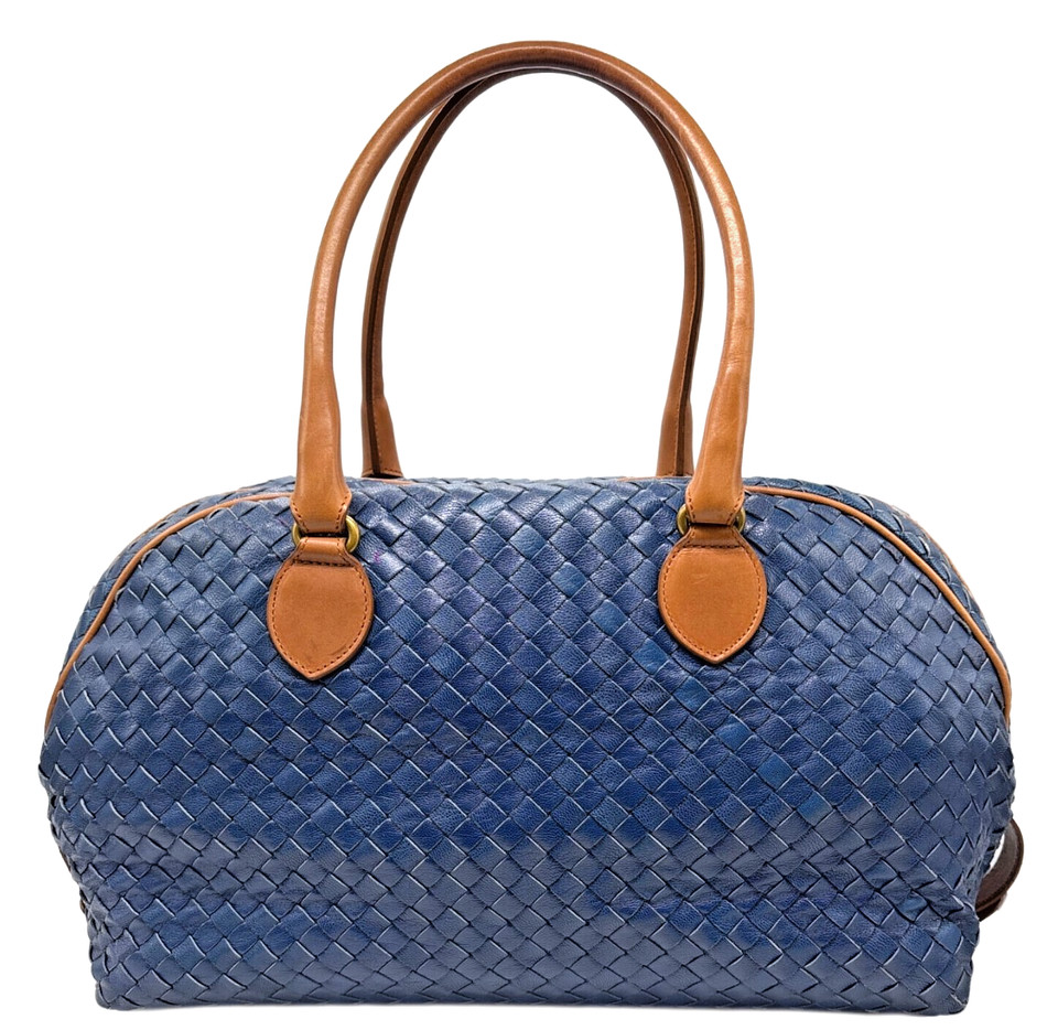 BOTTEGA VENETA Intrecciato Bowling Bag Handbag Shoulder Bag Blue Leather Italy