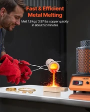 VEVOR Electric Melting Furnace, 1500W Metal Smelter, 2102℉ Gold Smelting Kit wit