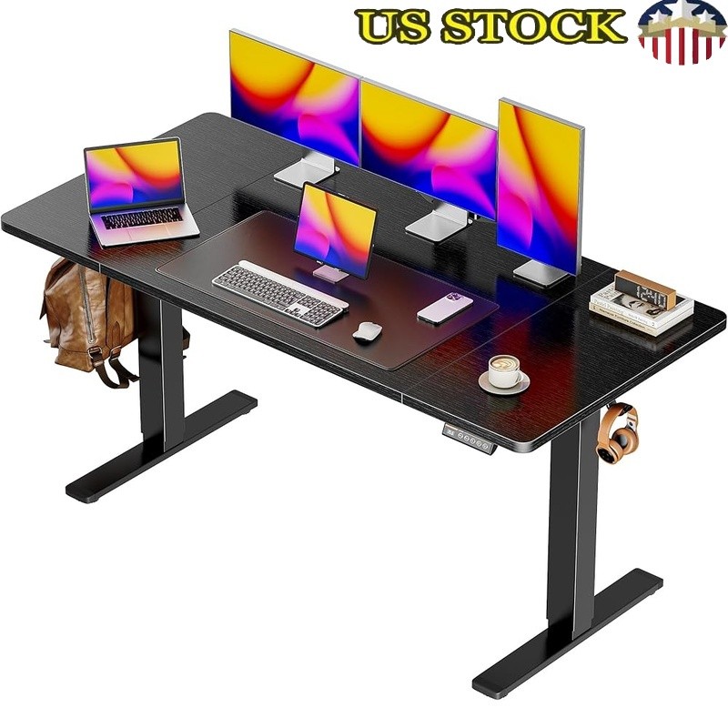 Electric Standing Desk Adjustable Height Wide Workspace Multi-Function Keypad US-image
