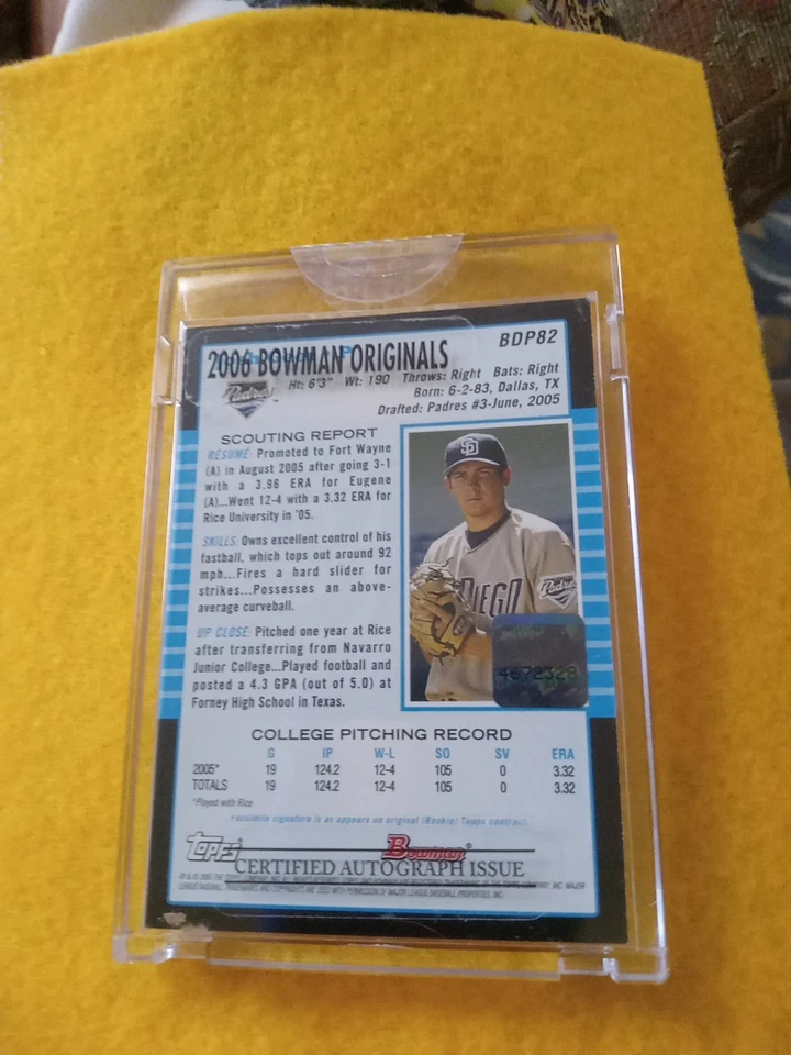 2005 Bowman, Josh Geer Auto San Diego Padres 26/ 343 Uncirclated #BDP82 - Image 2 of 2