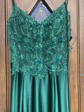 Prom Dress Size 4-6 Green With Corset Back And Side Split - Gino Cerruti London