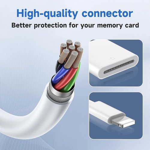 For iPad iPhone 6 6S 7 8 X Xs 11 12 13 14 Pro Max SD Card Adapter Camera Reader - Picture 5 of 9