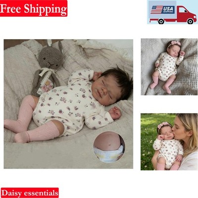 18 Inch Reborn Baby Doll Girl Silicone Full Body Lifelike Newborn Toy Girl Doll