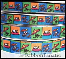 3yds 5/8" or 7/8" Cartoon Beagle Summer Beach Grosgrain Ribbon
