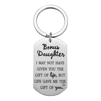 Bonus Daughter Keychain Stepdaughter Gift from Step Mom Dad Adoption Gift for...