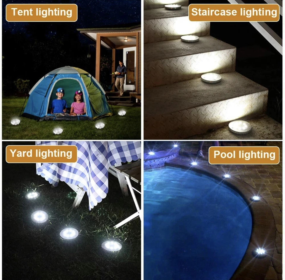 1-16 Pcs LED Solar Power Flat Buried Light In-Ground Lamp Outdoor Path Garden - Image 3 of 4
