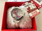 Hello kitty Unused silver color & White leather analog wristwatch Womens Sanrio